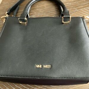 Nine West Black Satchel with Gold Accents